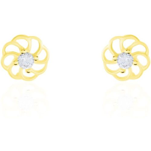 Boucles D'oreilles Puces Eleanor Fleur Or Oxyde De Zirconium - Histoire d'Or - Modalova