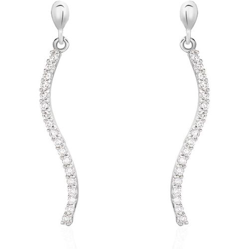 Boucles D'oreilles Pendantes Torsade Or Oxyde De Zirconium - Histoire d'Or - Modalova