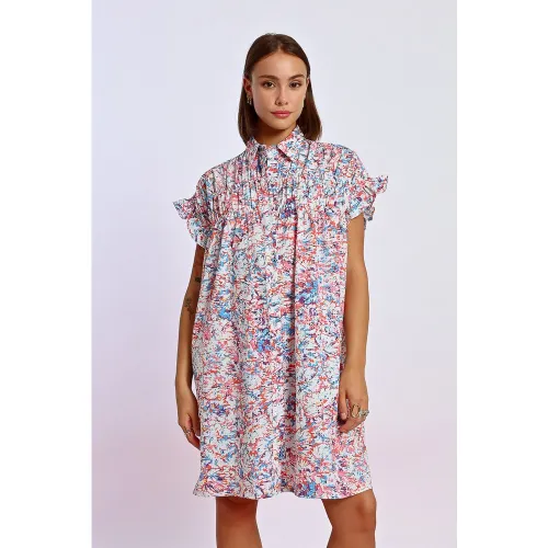 Robe chemise imprimée et froncée - LILI SIDONIO - Modalova