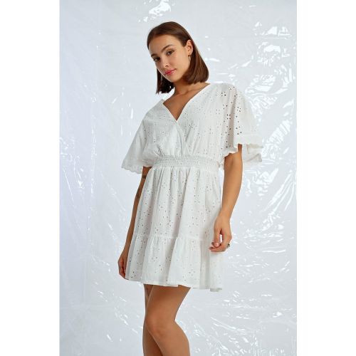 Robe courte à broderies anglaises - LILI SIDONIO - Modalova