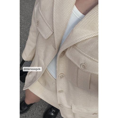Veste en tweed - Beige - Josefine HJ x NA-KD - Modalova