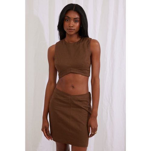 Linen Blend Mini Skirt - Brown - Belen Hostalet x NA-KD - Modalova