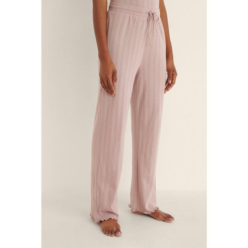 Pantalon en maille pointelle bio longues jambes - Pink - NA-KD Lingerie - Modalova