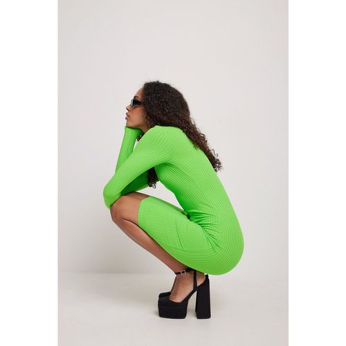 Mini robe côtelée recyclée - Green - NA-KD Basic - Modalova