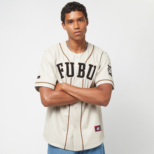 College Leather Baseball Jersey creme/black/brown - Fubu - Modalova