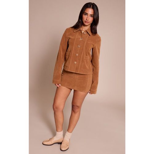 Mini-jupe en suédine couleur camel, taille petite | Taille 30 - PrettyLittleThing - Modalova
