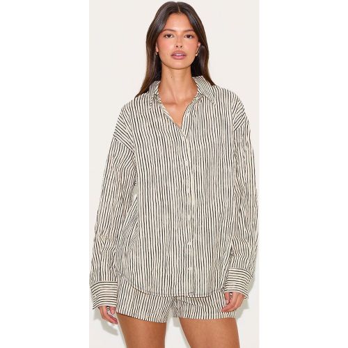 Chemise en effet lin à rayures et manches longues - PrettyLittleThing - Modalova