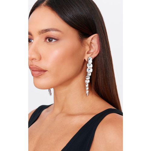 Boucles d'oreilles tombantes et évasées dorées à pierres fantaisie - PrettyLittleThing - Modalova