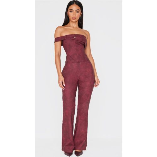 Petite Pantalon flare en PU à zip devant | Taille 30 - PrettyLittleThing - Modalova