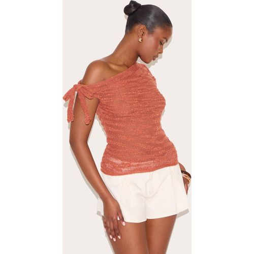 Top en maille style crochet boule transparente à détail noué asymétrique - PrettyLittleThing - Modalova