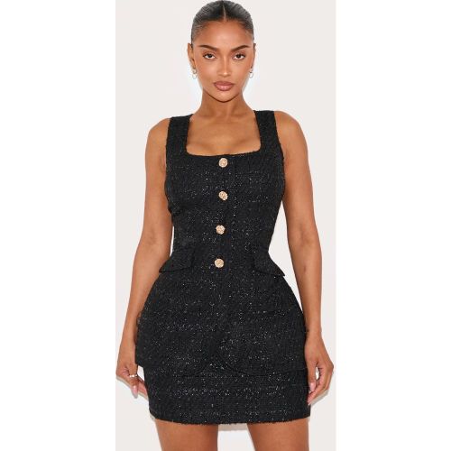 Shape Mini robe bouclée à col carré et partie superposée boutonnée - PrettyLittleThing - Modalova