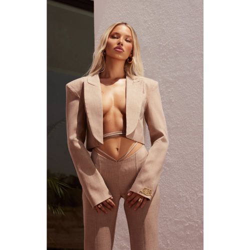 PLT Label Blazer court taupe, Taupe - PrettyLittleThing - Modalova