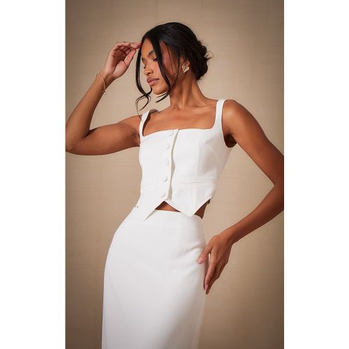 Gilet court tissé deluxe à col carré | Taille 44 - PrettyLittleThing - Modalova