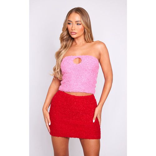 Top bustier en maille tricot duveteuse à découpe goutte d'eau - PrettyLittleThing - Modalova