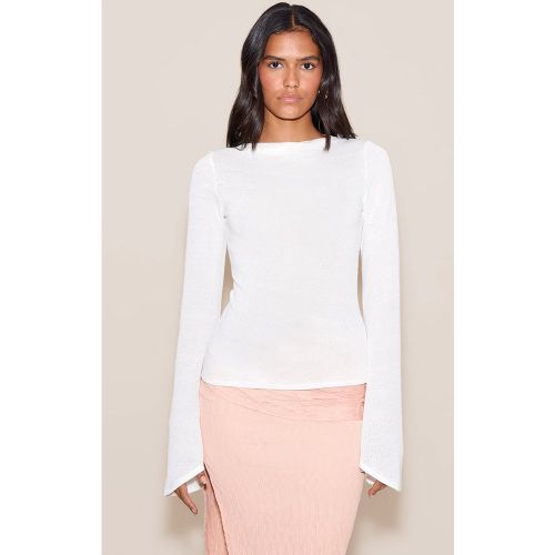 Top long texturé à manches flutes évasées | Taille 40 - PrettyLittleThing - Modalova