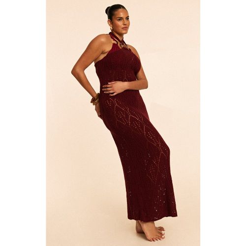 Plus Robe de plage longue en maille style crochet à dos nu - PrettyLittleThing - Modalova