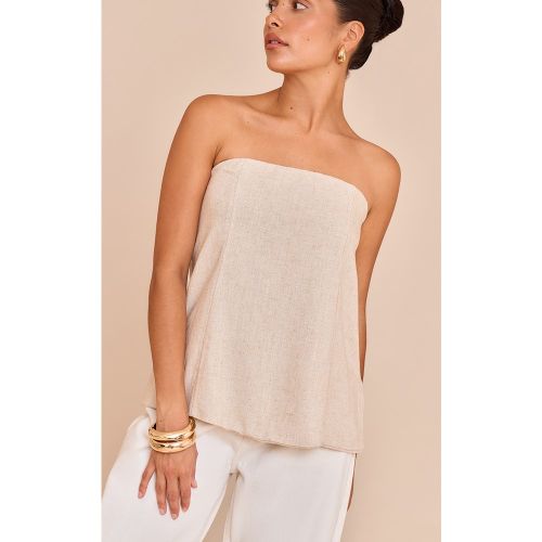 Petite Top bustier long léger en effet lin tissé - PrettyLittleThing - Modalova