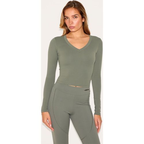 Top en Sculpt à col en V et manches longues - PrettyLittleThing - Modalova