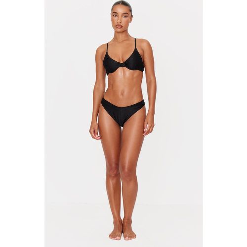 Bas de maillot de bain échancré crêpé métallique - PrettyLittleThing - Modalova