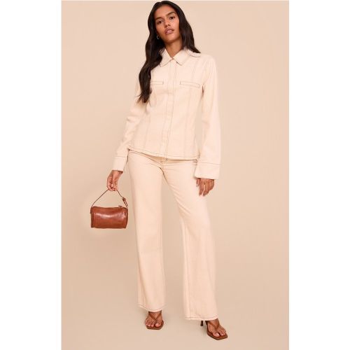 Jean droit en jean effet écru à taille mi-haute - PrettyLittleThing - Modalova