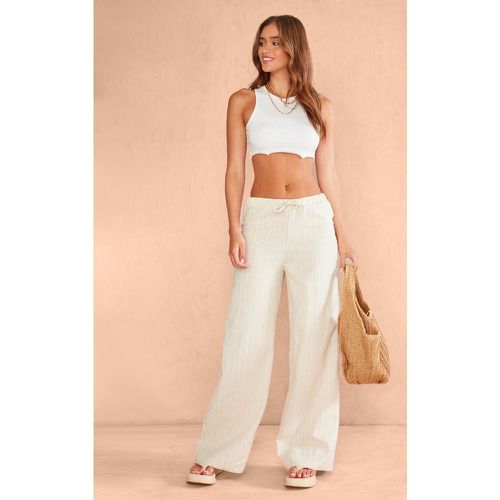 Pantalon ample à rayures en effet lin - PrettyLittleThing - Modalova