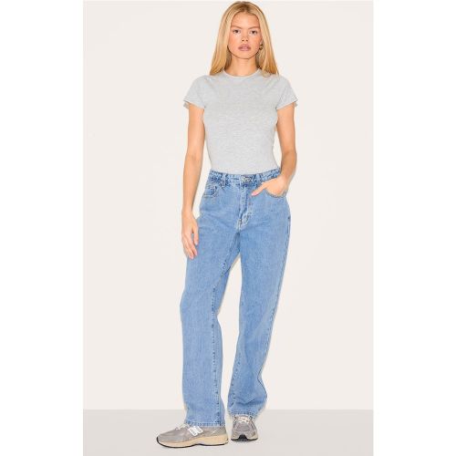 Jean droit délavé bleu moyen à taille haute - PrettyLittleThing - Modalova