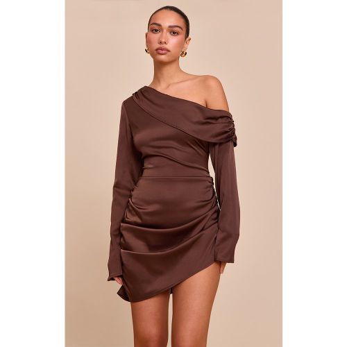 Robe moulante satinée drapée à épaule unique - PrettyLittleThing - Modalova