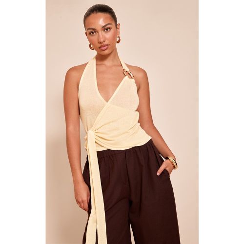 Top en maille tricot noué à dos nu et empiècement - PrettyLittleThing - Modalova