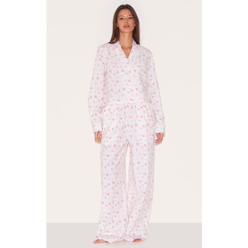 Ensemble de pyjama long tissé imprimé noeuds et fleurs - PrettyLittleThing - Modalova