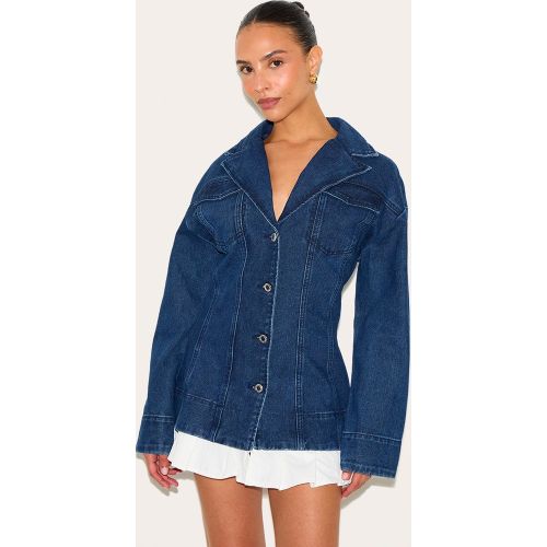 Petite Mini robe ajustée en jean à partie plissée - PrettyLittleThing - Modalova