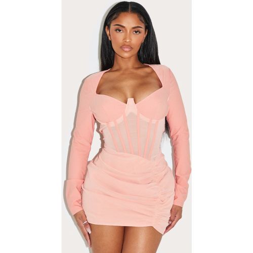Shape Mini robe style corset à empiècement en mesh et fronces sur les côtés - PrettyLittleThing - Modalova