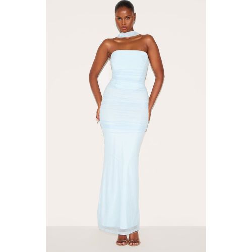 Robe longue froncée à détail foulard | Taille 38 - PrettyLittleThing - Modalova