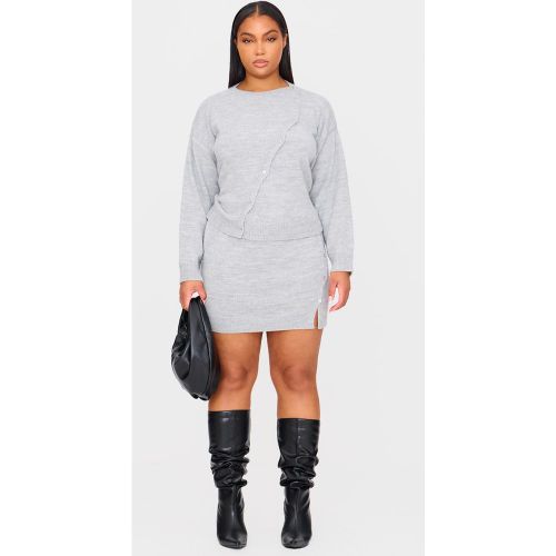 Plus Mini-jupe asymétrique en maille duveteuse gris clair - PrettyLittleThing - Modalova