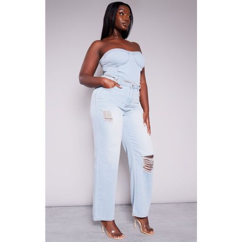 Plus Combinaison bustier détachable en jean - PrettyLittleThing - Modalova