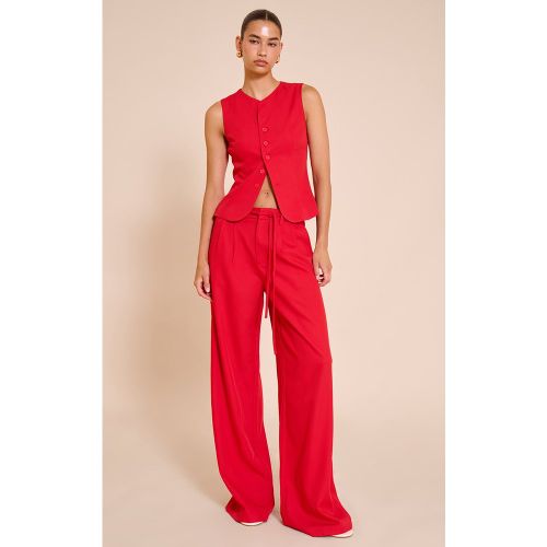 Pantalon de tailleur large tissé à détail noué - PrettyLittleThing - Modalova