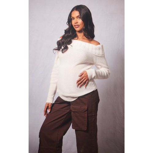 Maternité Top de grossesse bustier en maille côtelée à manches longues - PrettyLittleThing - Modalova