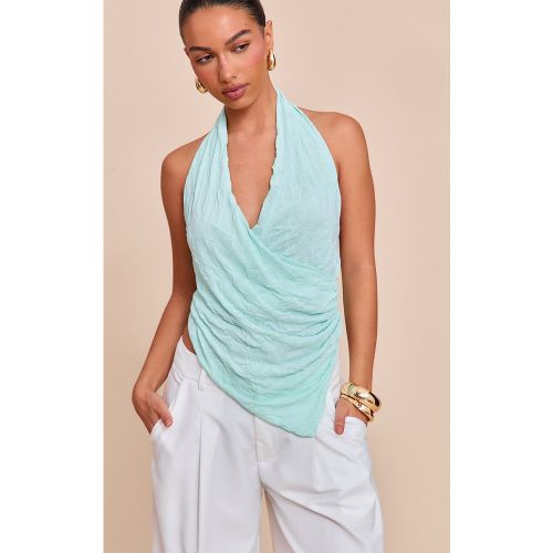 Top long drapé en mesh crêpé doublé à dos nu - PrettyLittleThing - Modalova