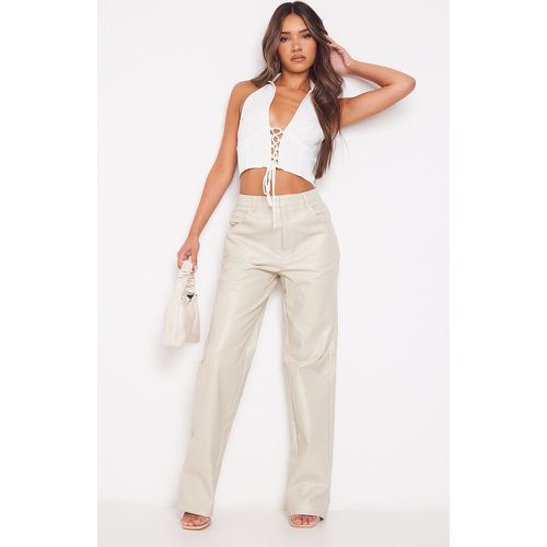 Pantalon droit texturé écru - PrettyLittleThing - Modalova