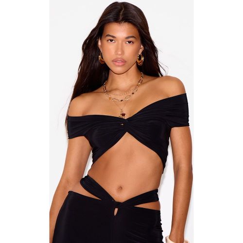 Crop top moulant à parties superposées et détail torsadé - PrettyLittleThing - Modalova