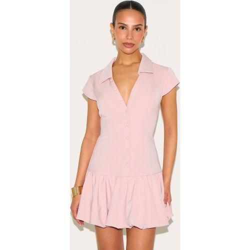 Petite Mini robe ajustée plissée à col en V - PrettyLittleThing - Modalova