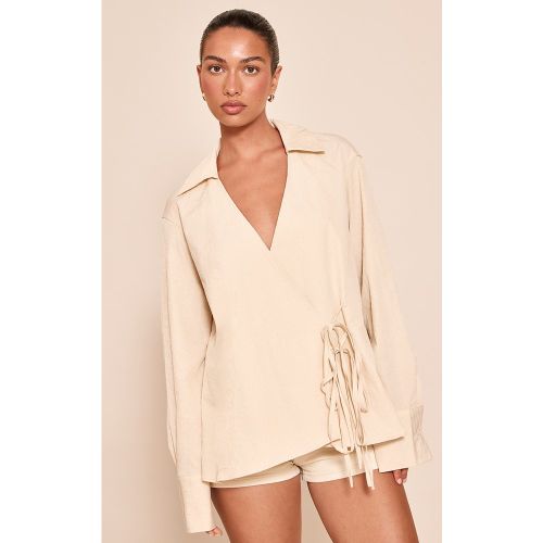 Chemise cache-coeur texturée nouée - PrettyLittleThing - Modalova
