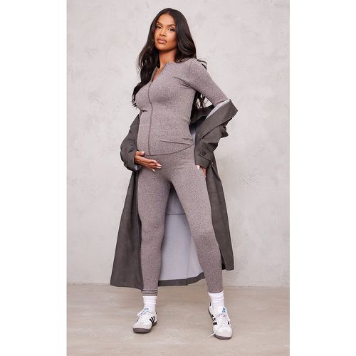 Maternité legging de grossesse côtelé à contours et taille haute - PrettyLittleThing - Modalova