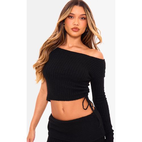 Top en maille tricot côtelée à fronces et épaule unique - PrettyLittleThing - Modalova