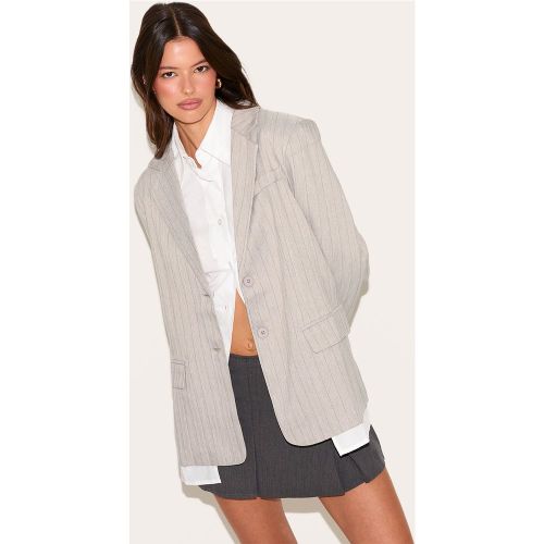 Blazer gris clair à fines rayures et détail chemise - PrettyLittleThing - Modalova