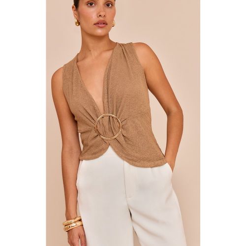 Petite Top côtelé texturé à empiècement - PrettyLittleThing - Modalova