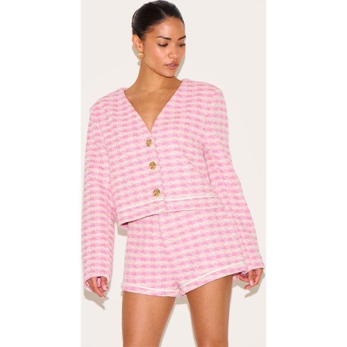 Petite Veste de tailleur ajustée en maille tweed - PrettyLittleThing - Modalova