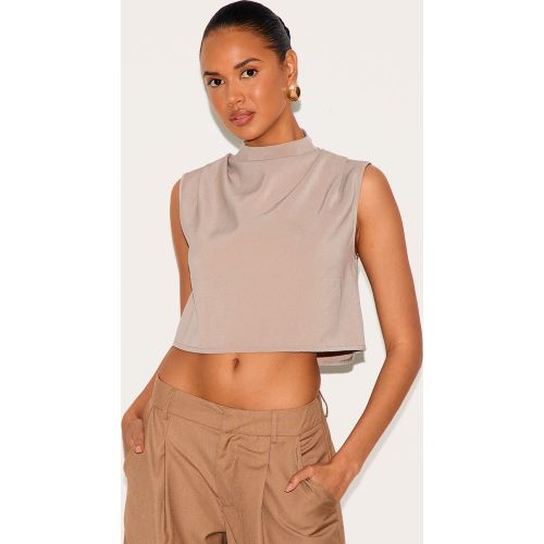 Top tissé plissé à épaules carrées - PrettyLittleThing - Modalova
