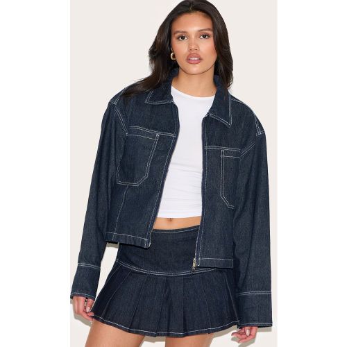 Veste oversize en jean à coutures contrastantes - PrettyLittleThing - Modalova