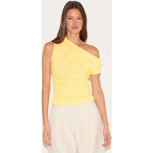 Top asymétrique en mesh doublé froncé - PrettyLittleThing - Modalova