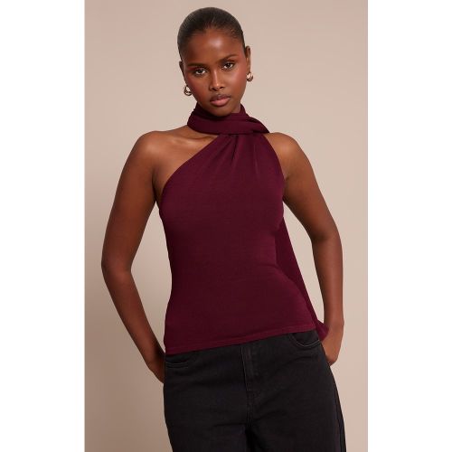 Top en maille tricot sans manches à détail foulard | Taille Large - PrettyLittleThing - Modalova